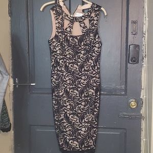 Eliza J black and nude dress